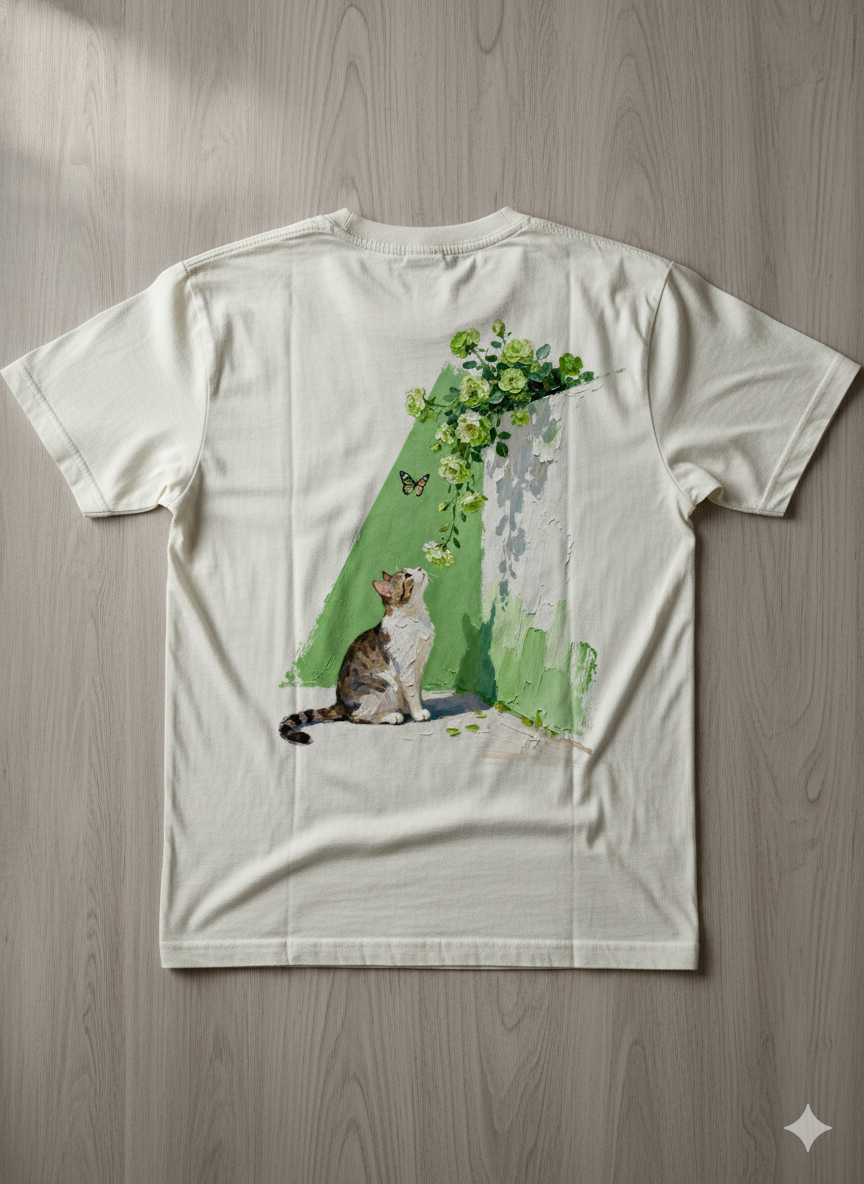 Women MEOWMASTEE round collar cotton Tshirt