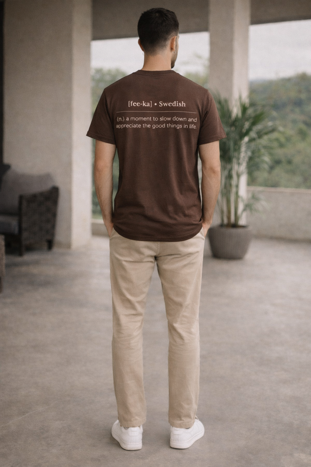 Men FIKA Round Collar Cotton T-shirt