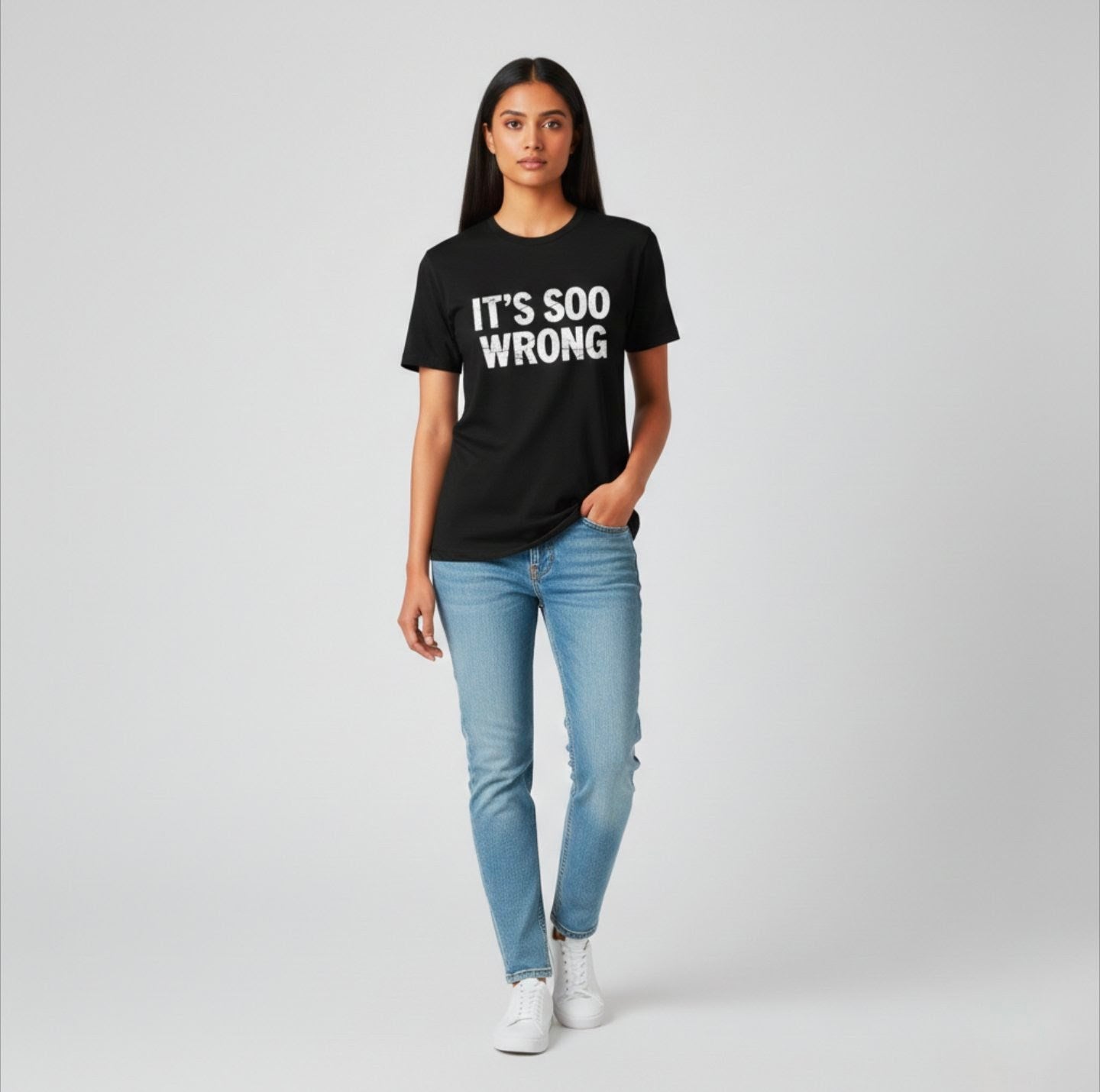 Women It's Soo Wrong Printed Round Neck Cotton T-Shirt