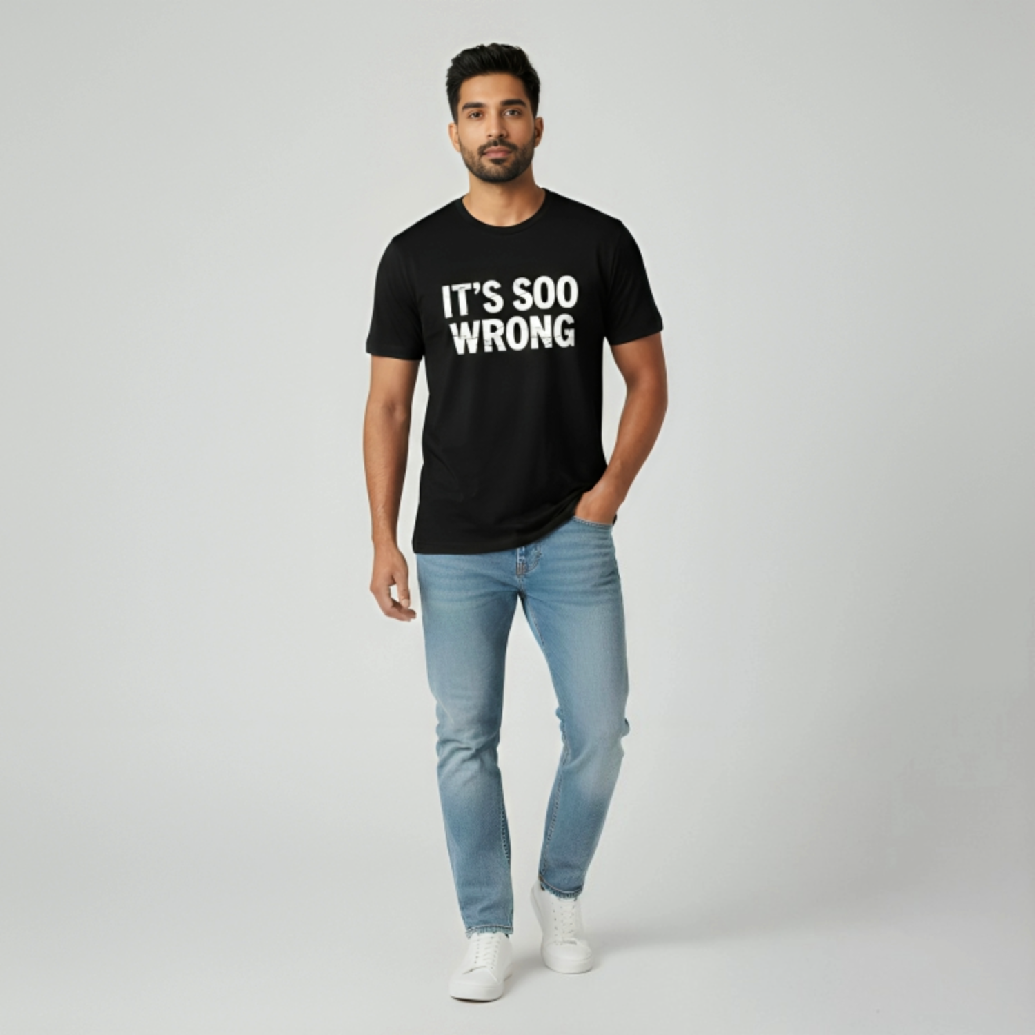 Men It's Soo Wrong Printed  Round Neck Cotton T-Shirt